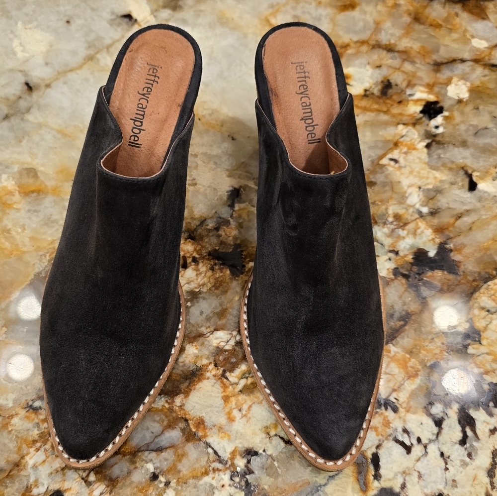 Jeffrey Campbell Favela Mules Dark Gray Suede Size 6.5 - Picture 3 of 9
